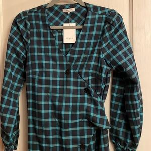 FRNCH Aita Plaid Button front plaid wrap dress